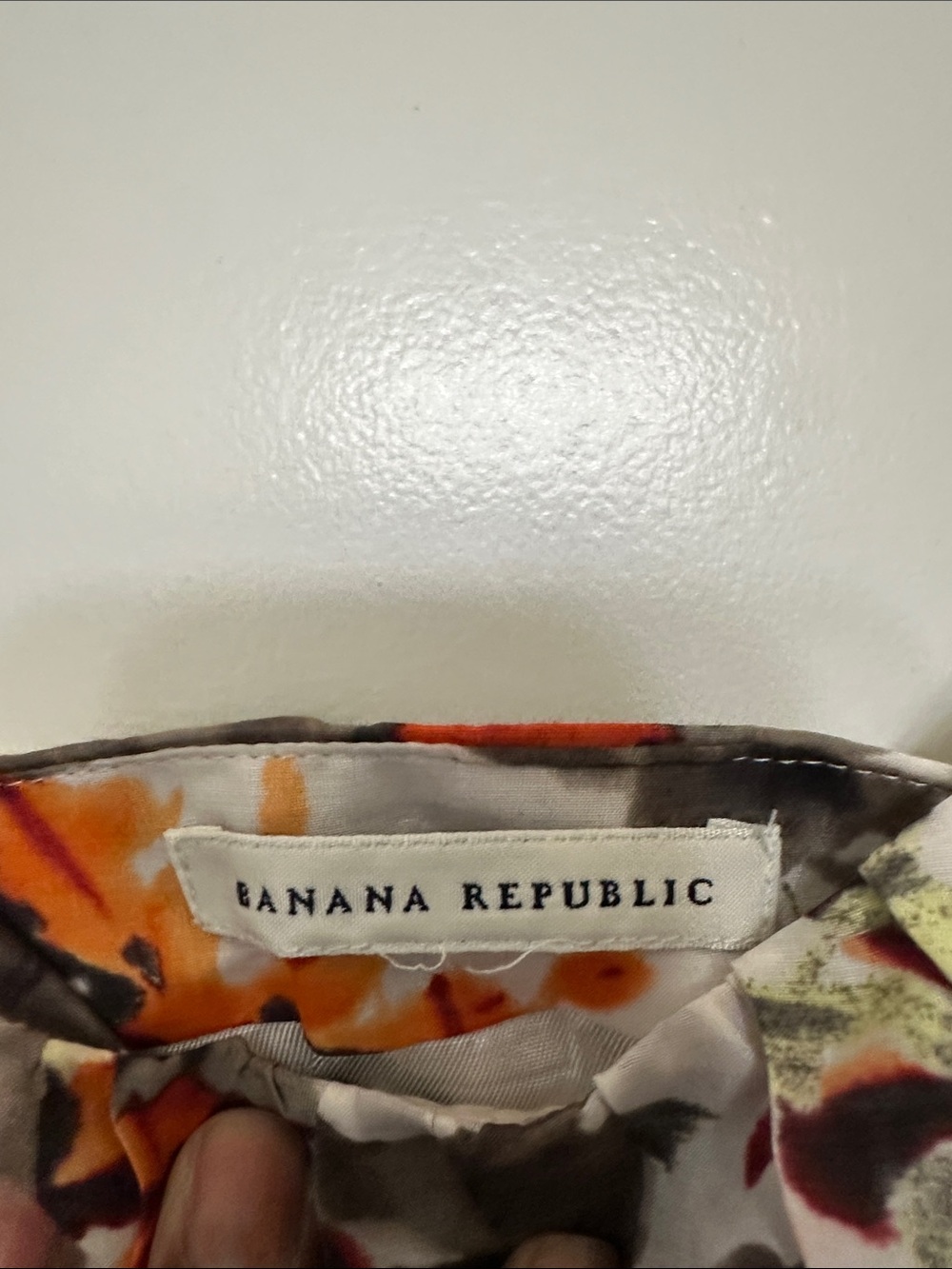 Banana Republic Floral cotton/linen Scoop-Neck Sundress in Orange & Gray- size 2 - Picture 2 of 6